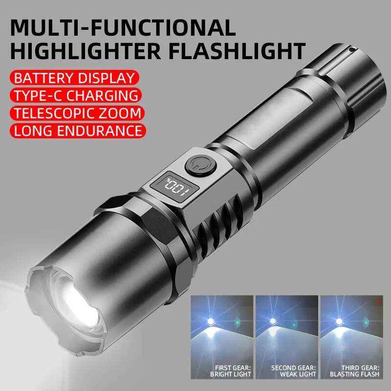 Outdoor Lighting For Camping - High Power XHP100 Led Flashlight Rechargeable