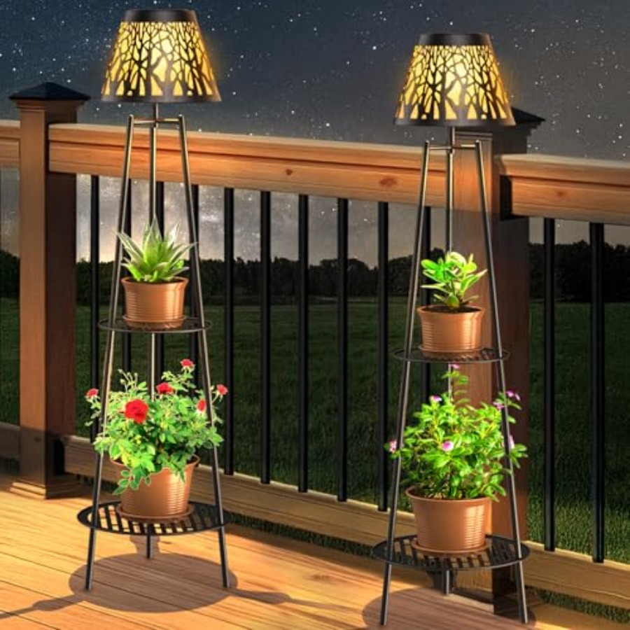 Outdoor Lighting Solar - 2 Pack Outdoor Solar Floor Lamp