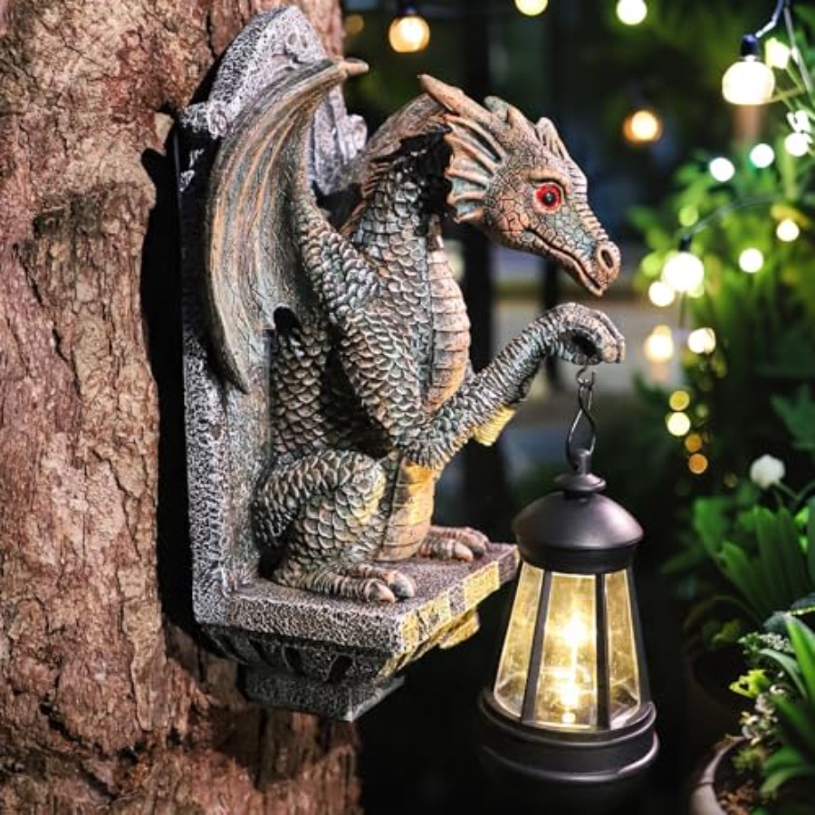 Outdoor Lighting On Trees - Dragon Statue Solar Lantern for Garden
