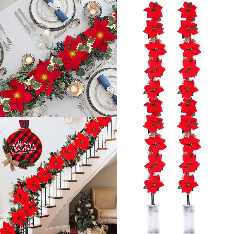 2/3m Christmas Poinsettia Flow - огляд і ціна Xmas Outdoor Lighting Decorations