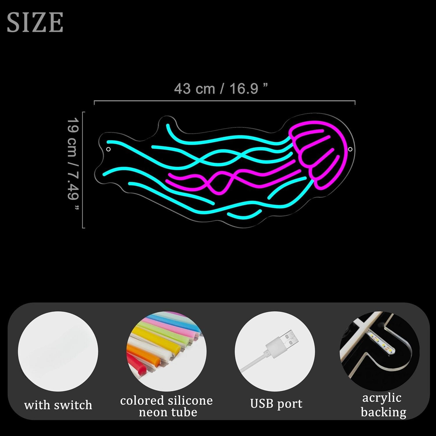 Jellyfish Neon Sign USB Dimmab - огляд і ціна Outdoor Lighting Jellyfish