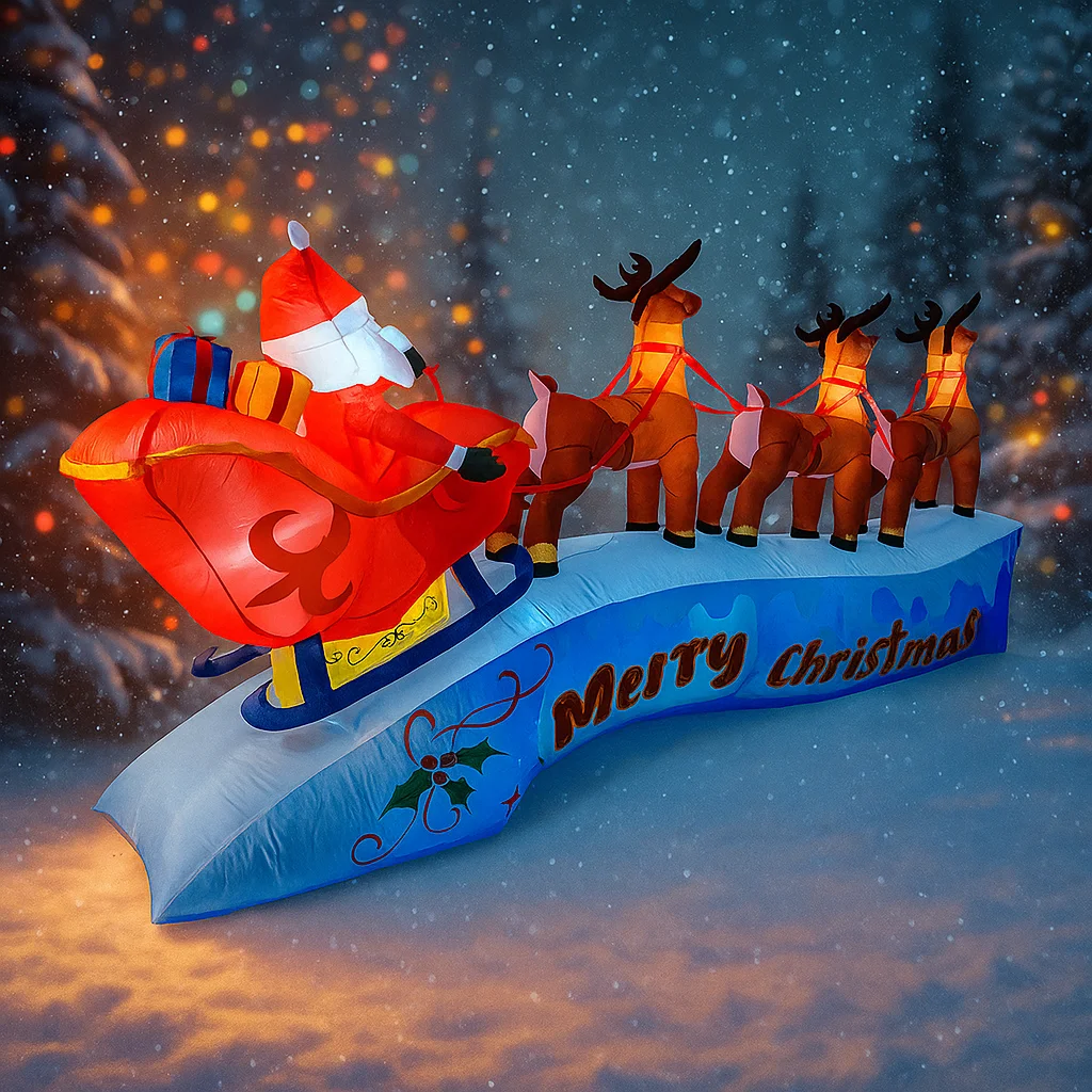 11.8FT Santa Claus Reindeer Sl - огляд і ціна Xmas Outdoor Lighting Decorations