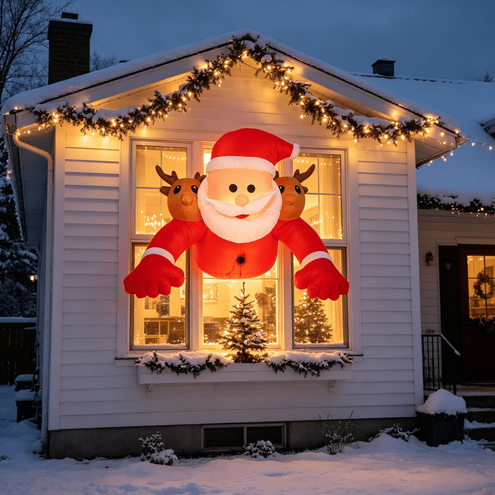 1.8M Christmas Inflatable Sant - огляд і ціна Xmas Outdoor Lighting Decorations