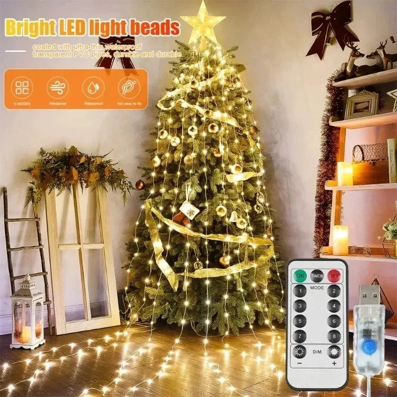 USB Powered 200LED Star Waterf - огляд і ціна Xmas Outdoor Lighting Decorations